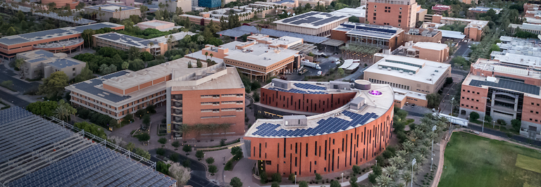 Ariel shot of wp carey on tempe campus