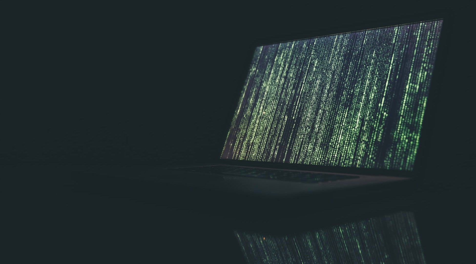 Computer screen with matrix code on it